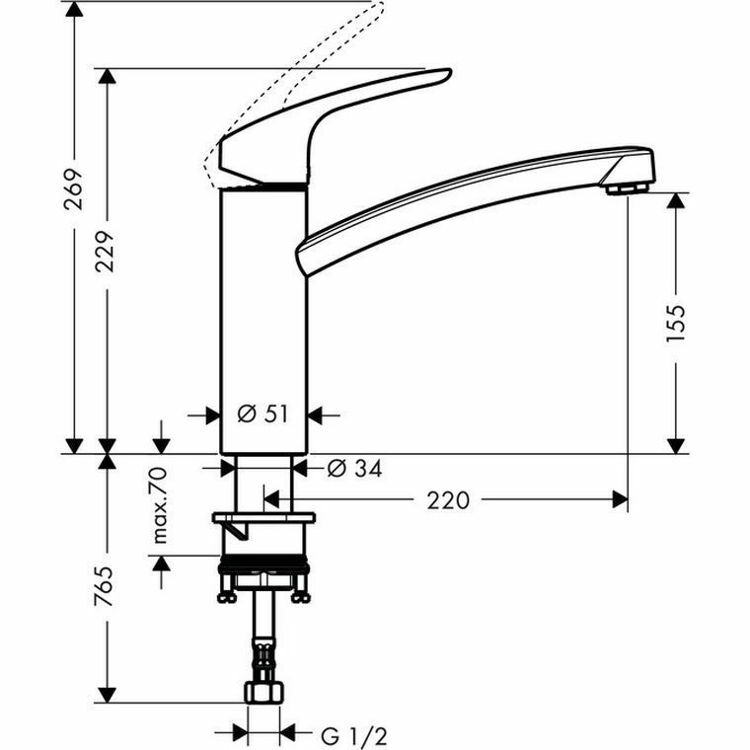 Picture of Hansgrohe Decor Single Lever Kitchen Mixer 160
