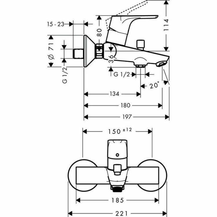 Picture of Hansgrohe Decor Single Lever Exposed Bath Mixer