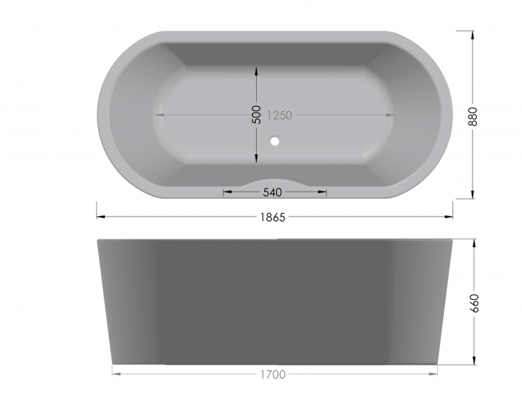 Picture of Prague Free Standing One Piece Acrylic Bath  1870 x 875 x 665