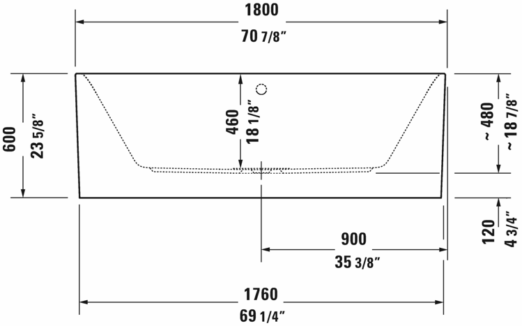 Picture of Duravit Happy D.2 Plus Freestanding Bathtub 1800 x 800