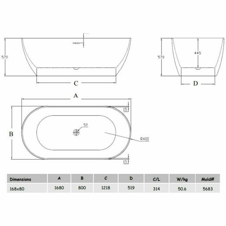 Picture of Duravit Trento Freestanding Bathtub 1680 x 800 mm