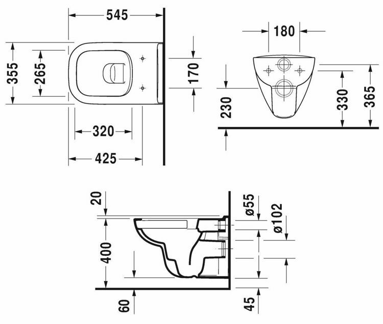 Picture of D-Code Wall-mounted toilet White High Gloss 545 mm