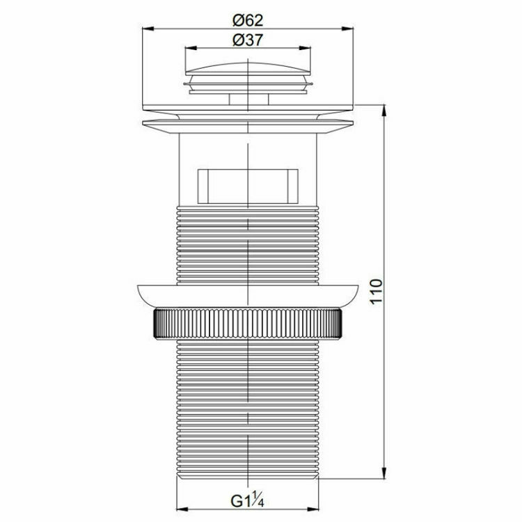 Picture of Gio Matt Black Long Pop Up Basin Waste 32 x 110 mm (Slotted)