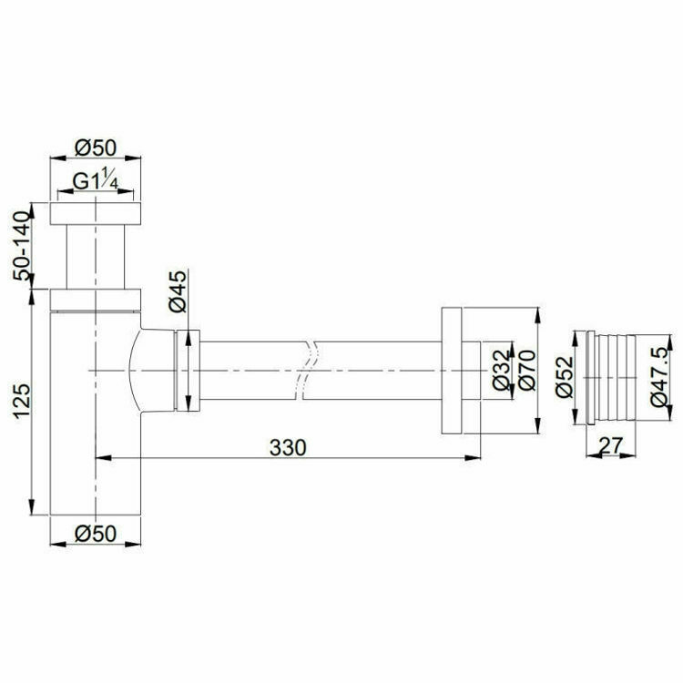 Picture of Gio Matt Black Round Bottle Trap 32 mm x 32 mm