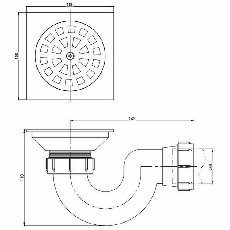 Picture of Gio Matt Black Square Shower Trap