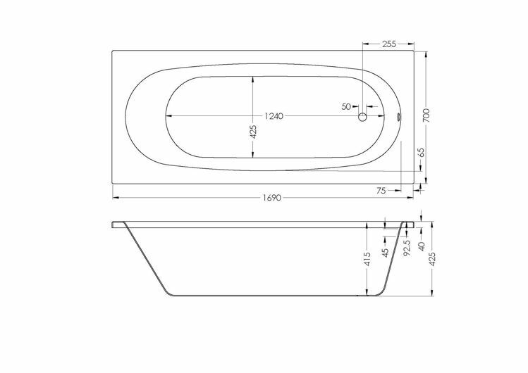 Picture of ARUBA BUILT-IN BATH 1700 x 700 (NO HANDLES)
