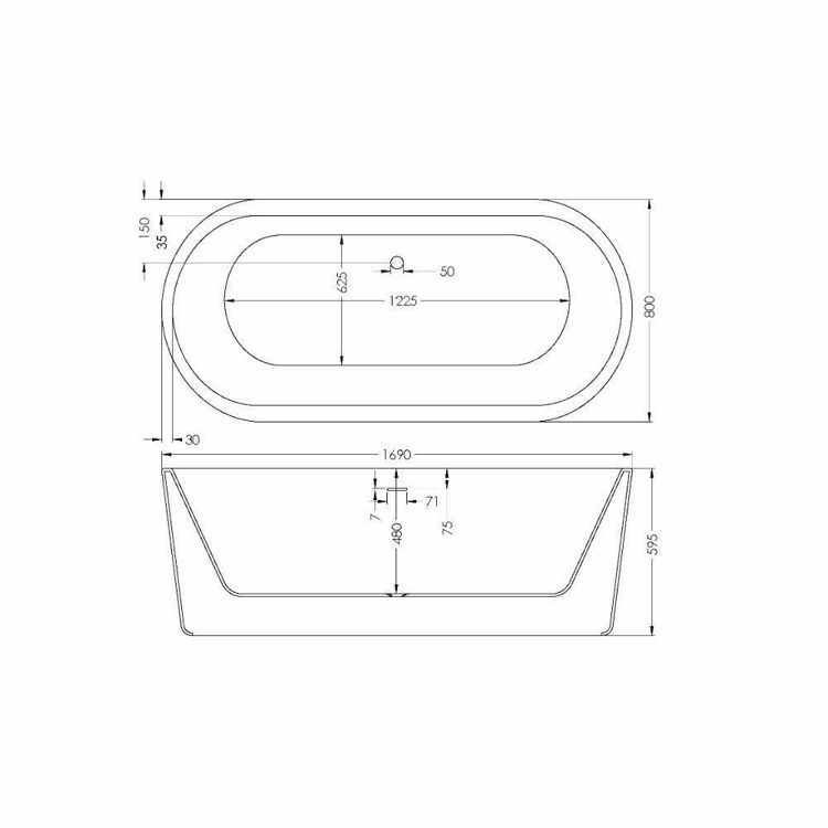 Picture of Cayman Free Standing One Piece Acrylic Bath  1690 x 790 mm (Black)
