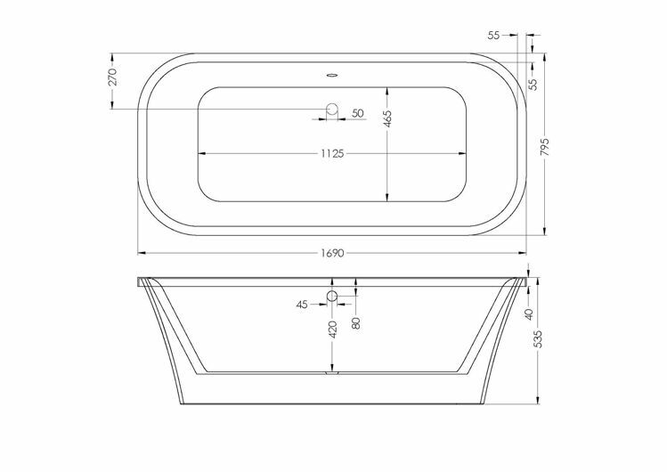 Picture of OTAGO BUILT IN OVAL BATH 1700 x 800