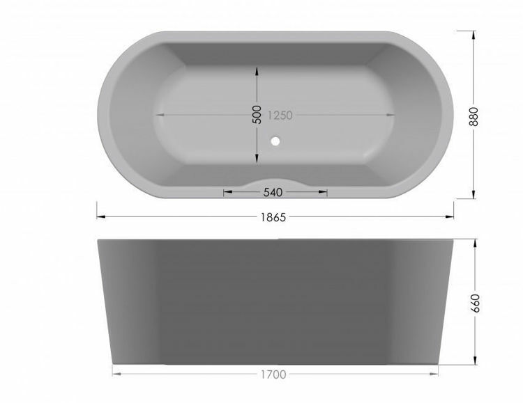 Picture of Prague Free Standing One Piece Acrylic Bath  1870 x 875 x 665
