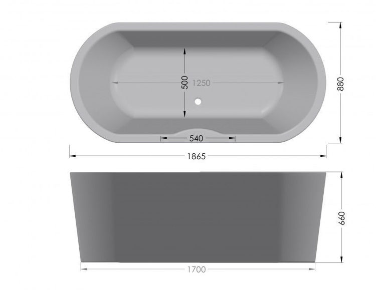 Picture of Prague Free Standing One Piece Acrylic Bath  1870 x 875 x 665 (Black)