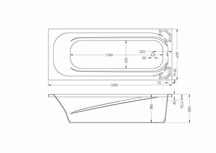 Picture of ROMA BUILT-IN BATH (NO HANDS) 1690 x 700 MM