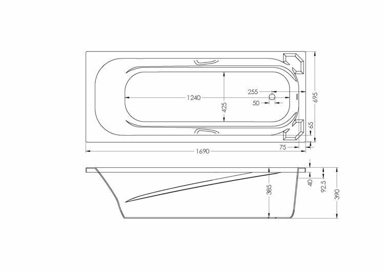 Picture of ROMA BUILT-IN BATH (W/ HANDS) 1690 x 700 MM