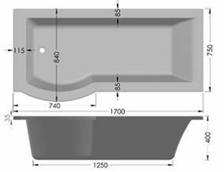 Picture of Tokyo Built-In Shower Bath with Shower Screen (Right Hand)