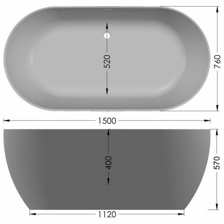 Picture of Zala Free Standing One Piece Acrylic Bath 1440 x 750 mm (Grey)