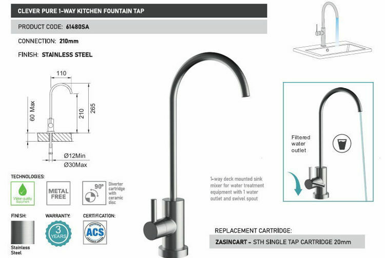 Picture of CLEVER 1 WAY KITCHEN FOUNTAIN TAP (210mm) - BRUSHED CHROME